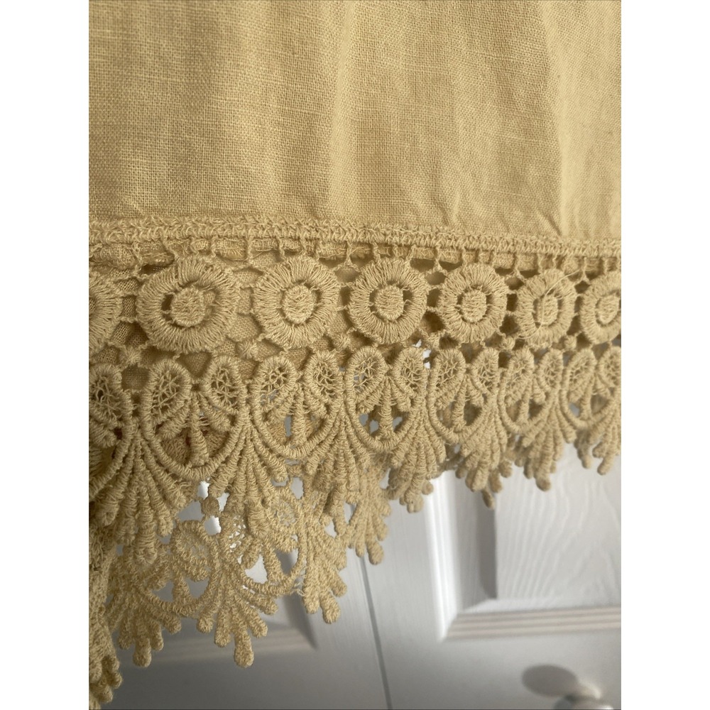 Terzo Millennio Womens Large Tan Tunic NEW Lace Hem Lagom Clean Girl - Picture 3 of 8